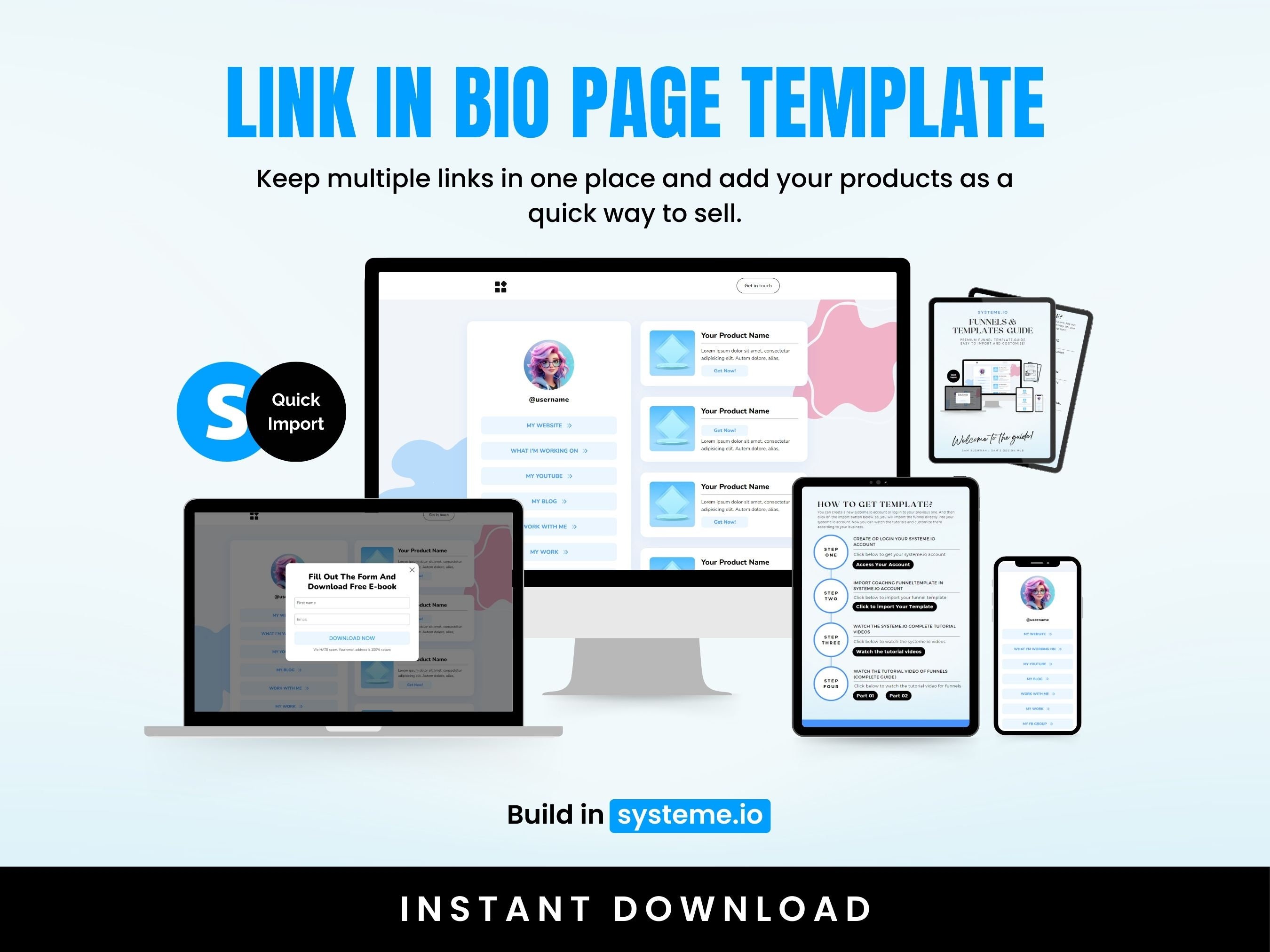 Link in Bio Premium Template Built in Systeme.io - Etsy