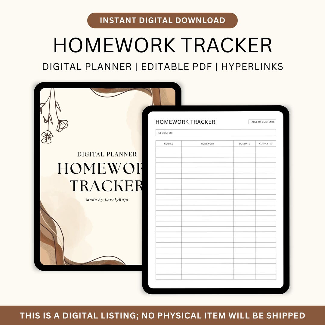 Fillable Homework Tracker, Assignment Tracker, Student Planner ...