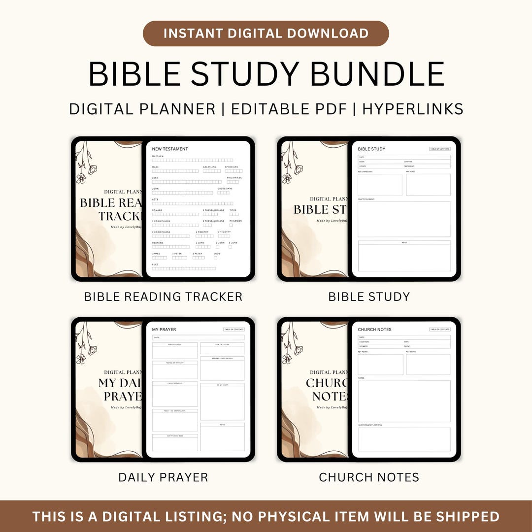 Editable Bible Study Planner, Church Notes, Faith Journal, Sermon Notes ...