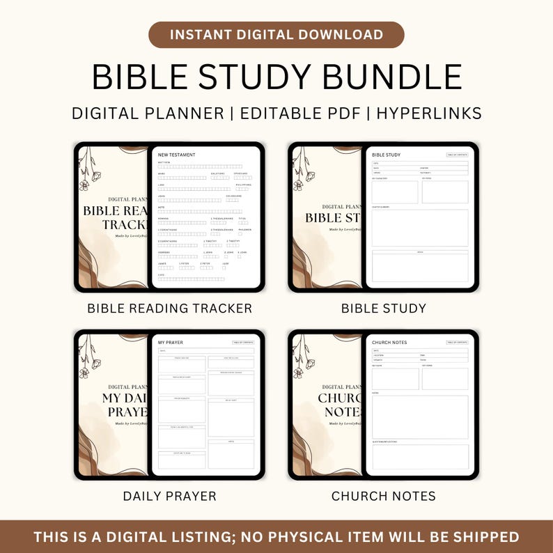Editable Bible Study Planner, Church Notes, Faith Journal, Sermon Notes ...