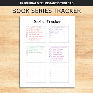Book Series Tracker, Reading Journal, Journal Dotted Pages