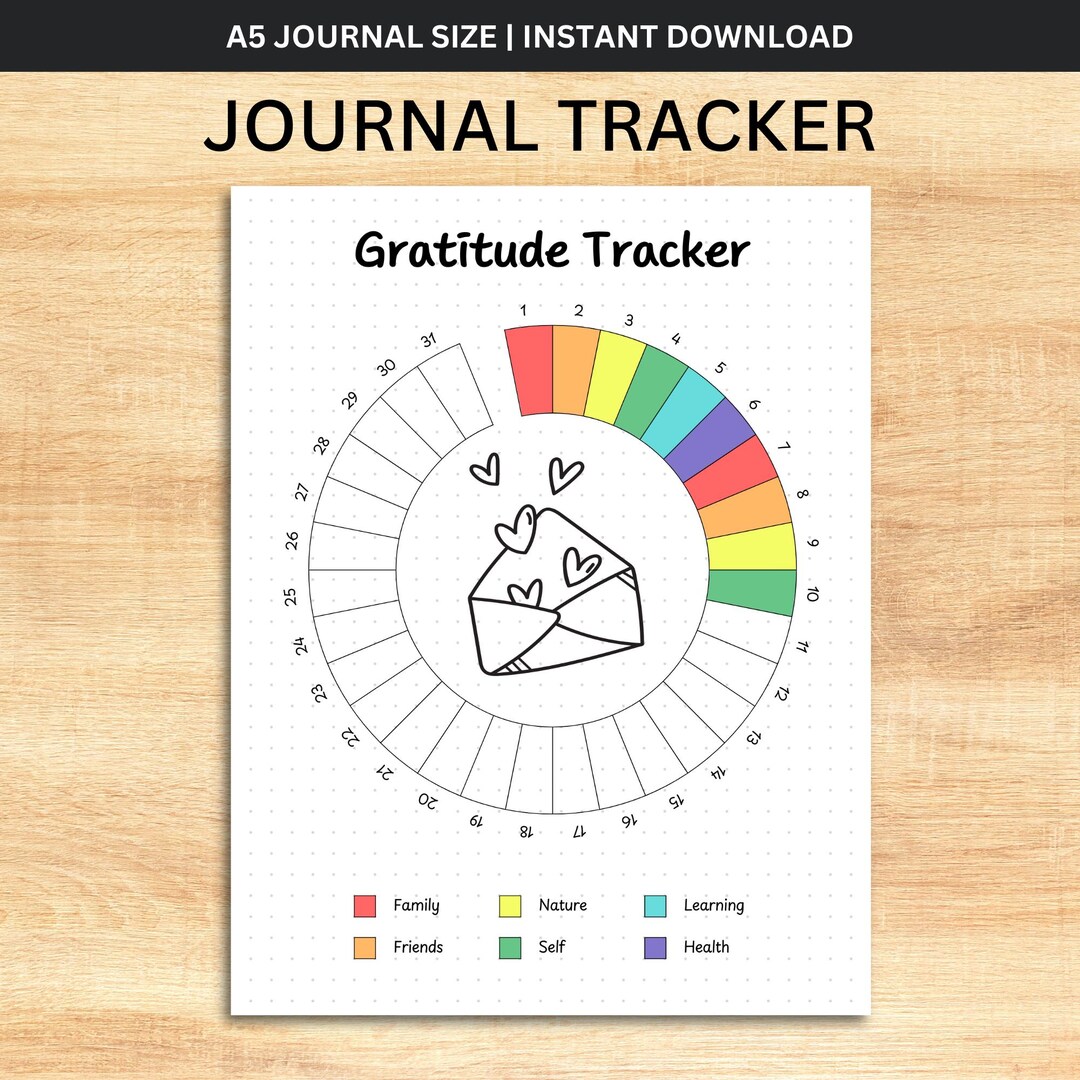 Gratitude Tracker, Monthly Tracker, Journal Dotted Pages - Etsy