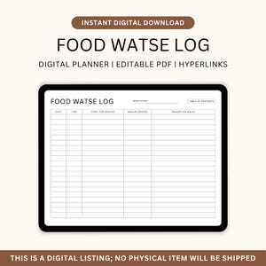 Fillable Food Waste Log Book