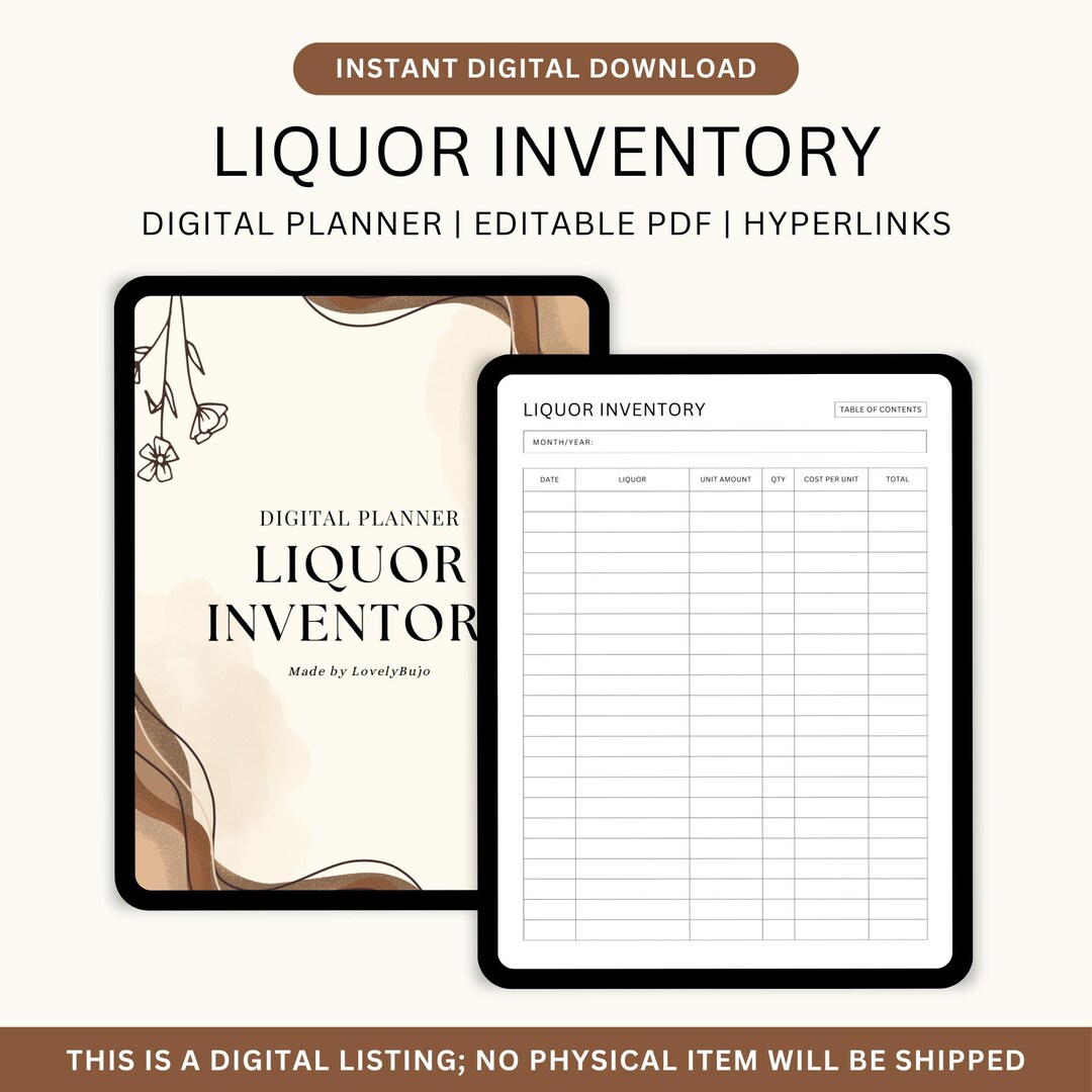 Editable Liquor Inventory, Liquor Log, Business Inventory - Etsy