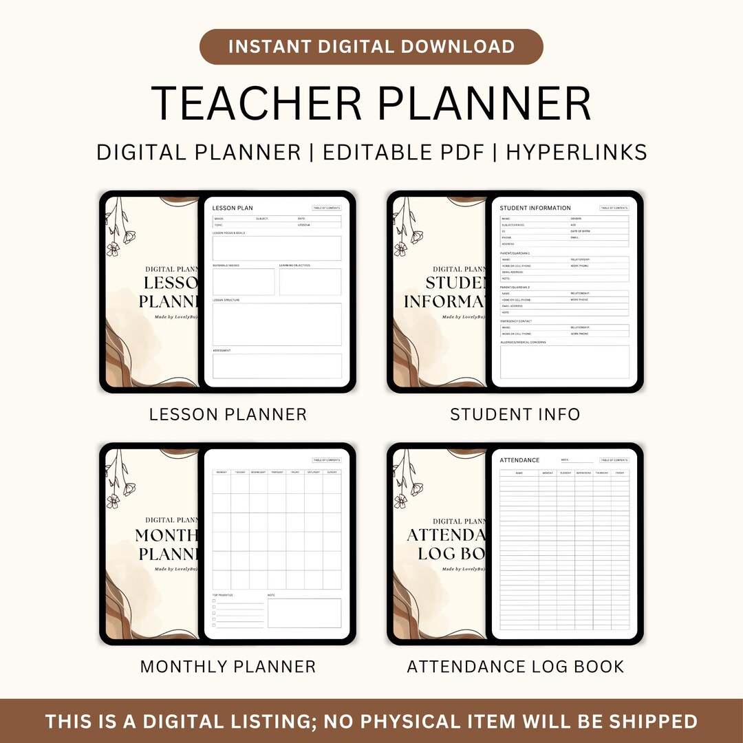 Editable Teacher Planner, Unit Plan, Lesson Planner, Digital Teacher ...
