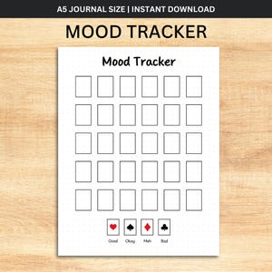 Spielkarte Stimmung Tracker, Dot Grid Journal, A5 Journal Printable, Therapie Journal, Journal Ideen, Journal Seiten