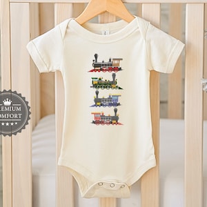 Vintage Steam Trains Baby Bodysuit - Retro Train Baby Outfit - Classic Locomotive Baby Clothes - Newborn Gift - Baby Shower Gift