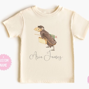 Personalized Mouse Toddler Shirt - Custom Name Girls Shirt - Cute Peter Rabbit Mouse Design - Girls Personalized Gift - Handwritten Name Tee