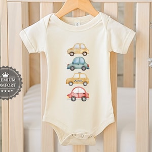 Body niemowlęce w stylu retro vintage cars - Klasyczny strój niemowlęcy w samochodzie - Nostalgiczne ubranka dla niemowląt - Prezent na baby shower - Prezent dla noworodka - Miłośnik samochodów