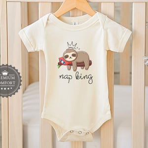 Nap King Sloth Baby Bodysuit - Adorable Sloth Baby Outfit - Funny Baby Clothes - Newborn Gift - Baby Shower Gift - Cozy Baby Bodysuit