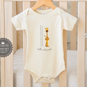 Body para bebê alto e orgulhoso - Roupa de bebê girafa adorável - Roupas engraçadas para bebê - Presente para recém-nascido - Presente para chá de bebê - Body para bebê fofo