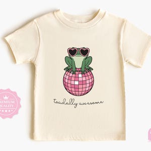 Toddler T-shirt - Toadally Awesome Frog Kids Tee - Cute Amphibian Natural Infant, Toddler & Youth Shirt - Fun Retro Toad Shirt for Kids