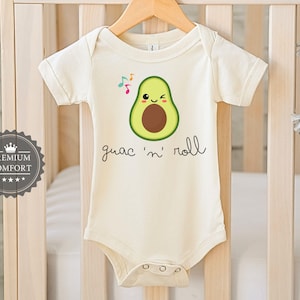 Guac ‘n’ Roll Baby Bodysuit - Adorable Avocado Baby Outfit - Funny Baby Clothes - Newborn Gift - Baby Shower Gift - Sweet Baby Bodysuit