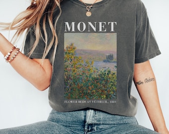 Camiseta de Monet, camiseta de colores cómodos, camiseta de flores, regalo para profesores de arte, camiseta de pintura, camiseta para amantes del arte, regalo para artistas, camiseta artística