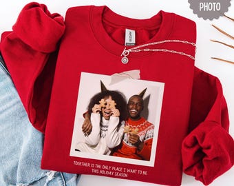 Christmas Custom Polaroid Photo Sweatshirt for Couples Gift