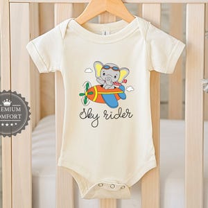 Sky Rider Baby Bodysuit - Colorful Airplane Baby Outfit - Fun Baby Clothes - Newborn Gift - Baby Shower Gift - Adventure Baby Bodysuit