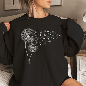 Löwenzahn-Sweatshirt, Blumen-Sweatshirt, Botanisches Sweatshirt, Wildblumen-Shirt, Unisex Wildblumen-Pullover, Natur-Sweatshirt mit Rundhalsausschnitt