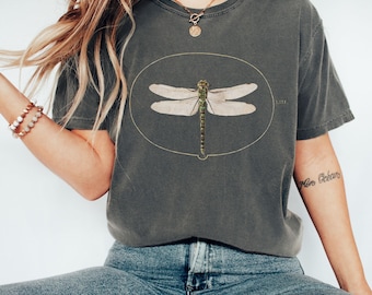 Vintage Dragonfly Comfort Colors T-Shirt, Botanical Garden Tee