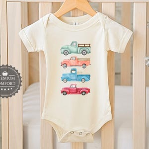 Body bébé camions vintage - Style rétro, cadeau de naissance