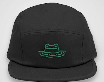 Peeking Frog Embroidered 5 Panel Cap | Minimalist Camp Hat