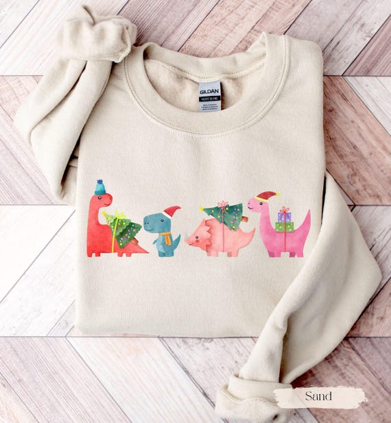 Dinosaur Christmas Sweatshirt, Dinosaur Lover Gift, Womens Christmas Sweatshirt, Holiday Sweater, Winter Shirt, Christmas Shirts, Cute Shirt