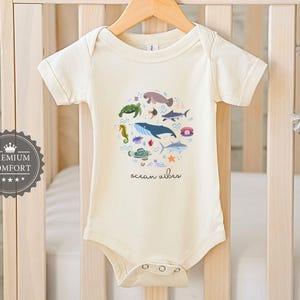 Ocean Vibes Baby Bodysuit - Cute Sea Animals Baby Outfit - Nautical Baby Clothes - Newborn Gift - Baby Shower Gift - Beach Baby Bodysuit