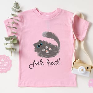 Toddler T-shirt - Fur Real Cat Lover Kids Tee - Cute Feline Graphic Natural Infant, Toddler & Youth Shirt - Purrfect Gift for Cat Fans