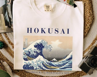 Hokusai Wave Comfort Colors T-Shirt, Japanese Art Tee