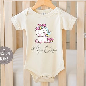 Personalized Unicorn Name Bodysuit - Custom Unicorn Baby Girl Onesie - Adorable Unicorn Lover Bodysuit - Baby Shower Present - Newborn Gift