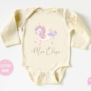 Custom Unicorn Name Bodysuit - Personalized Baby Girl Onesie - Adorable Unicorn Baby Bodysuit - Perfect Baby Shower Gift - Newborn Gift Idea