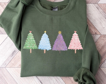 Christmas Tree Sweatshirt, Colorful Holiday Sweater