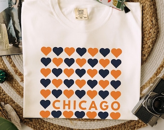 Chicago Game Day Comfort Colors Tee, Hearts Design