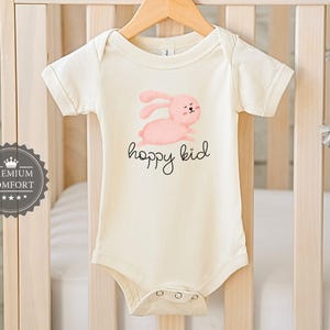 Hoppy Kid Baby Bodysuit - Funny Bunny Baby Outfit - Cute Easter Baby Clothes - Newborn Gift - Baby Shower Gift - Spring Baby Bodysuit