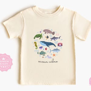 Peuter-T-shirt - Ocean Vibes Sea Animals kinder T-shirt - retro oceaanshirt voor baby, peuter en jeugd - Beachy Sea Life grafisch T-shirt