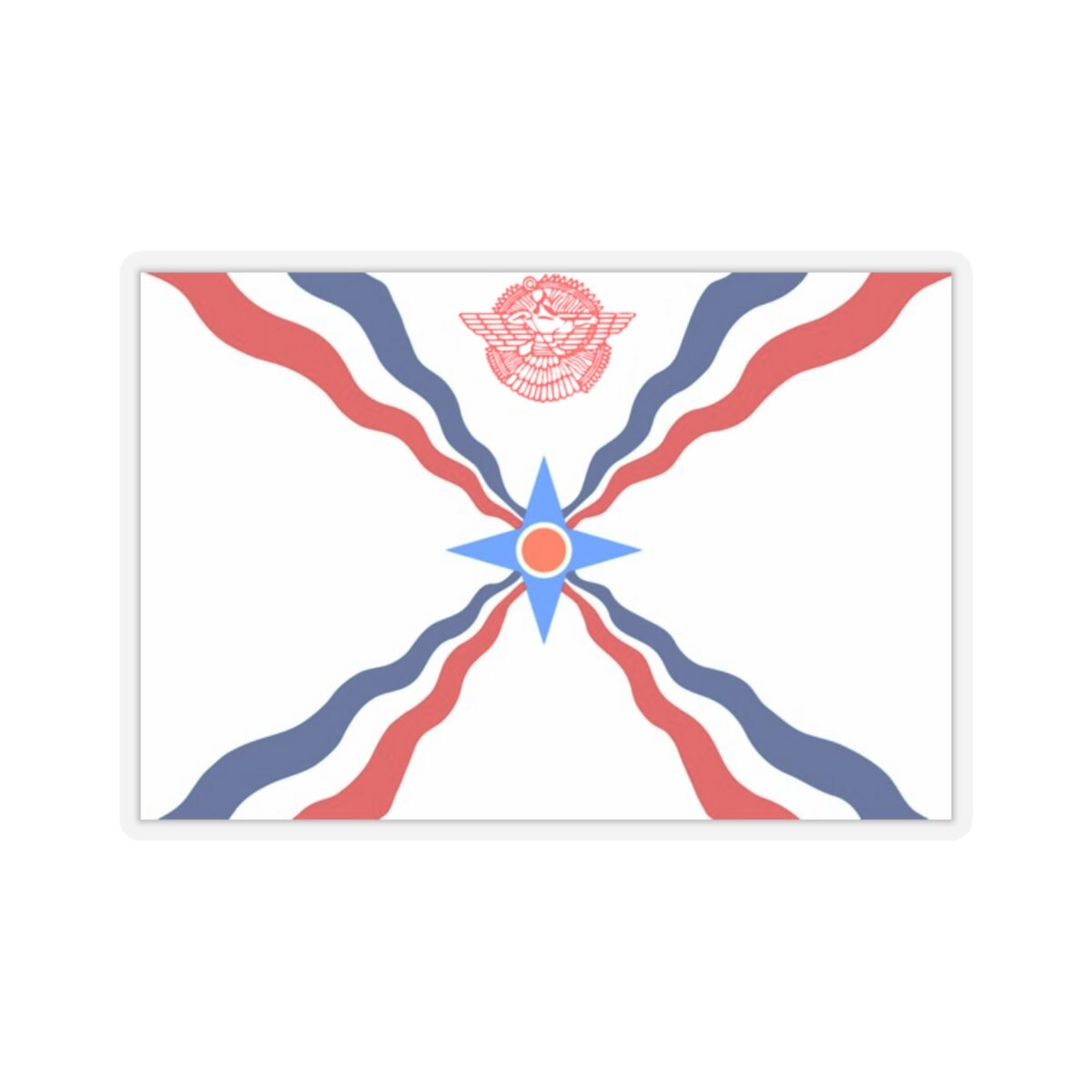 Sciarpa Bandiera Assiria (Assyrian) Leggera, Stampata A Maglia, 8x60 Pollici, RFCO