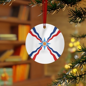 Assyrian Flag | Christmas | Metal Ornament