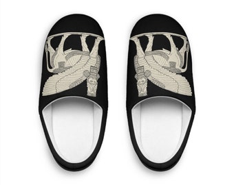 Assyrian Lamassu Black Indoor Slippers