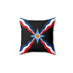 Assyrian Flag | Black| Home Decor | Spun Polyester Square Pillow