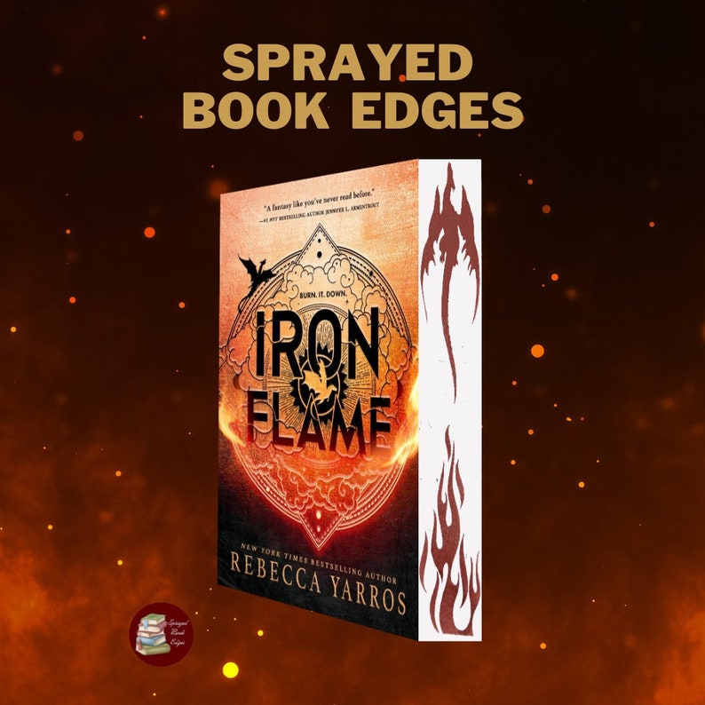 Iron Flame Rebecca Yarros Custom Sprayed Edges Book With Matching Hand