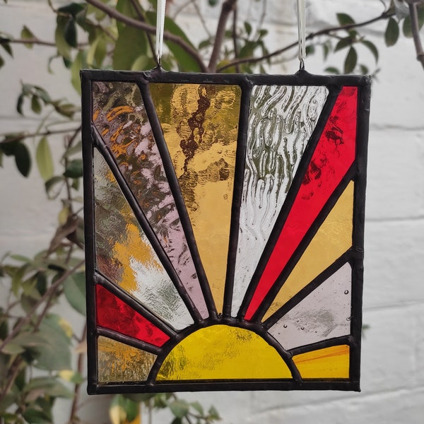 Sonnenstrahlen-Glas-Sonnenfänger, handgefertigt, Buntglas, Tiffany-Technik, Fensterdekoration, Heimdekoration