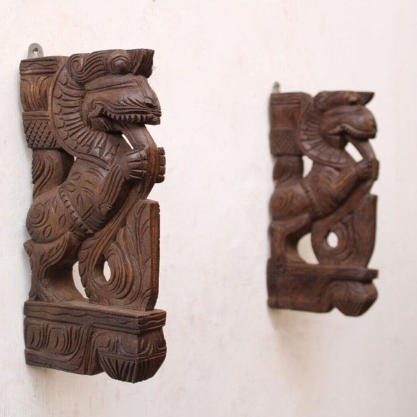 Yali statue wall decor dragon en bois support mural paire corbel entrée de maison décoration wall Bracket Shelf Wooden bracket wall decor