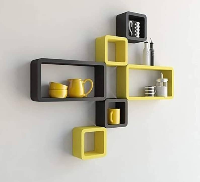 MDF Wooden Shelves Wood Wall Mounted Intersecting Wall Shelves for