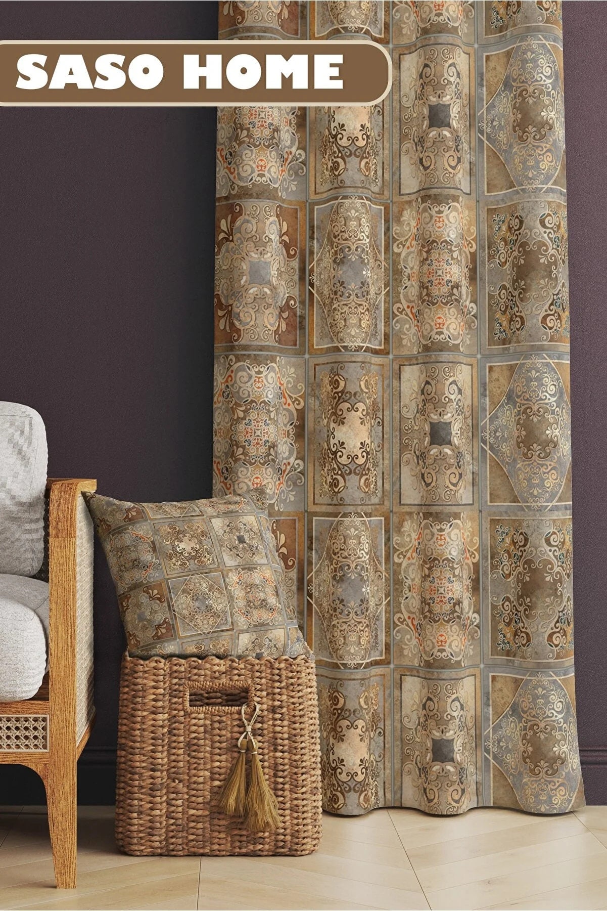 Ethnic Ottoman Patterned Velvet Blackout Curtain 140x270 Etsy