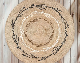 Handmade Natural Round Jute Rug Bedside Round Rug Circle Rug New Home Gift Boho Home Decor Patio Rustic Round Rug Table Round Rug