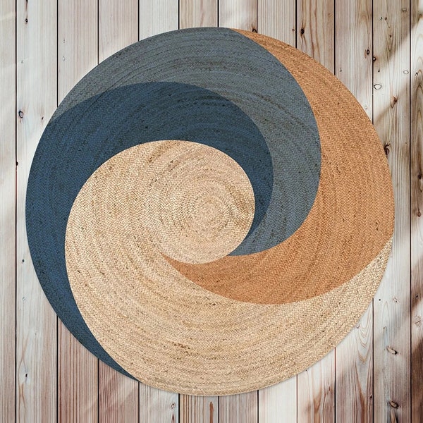 Handmade Natural Round Jute Rug Bedside Round Rug Circle Rug New Home Gift Boho Home Decor Patio Rustic Round Rug Table Round Rug