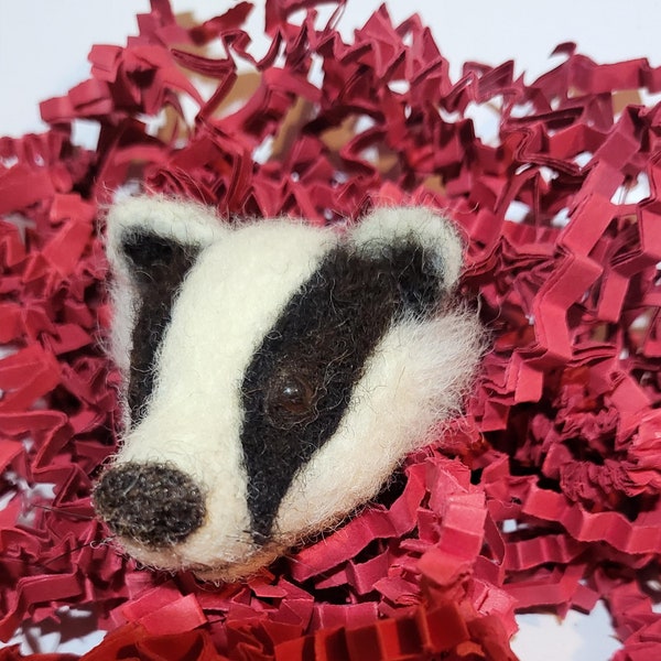 Needle felted Badger head bag charm/keychain/decorative item