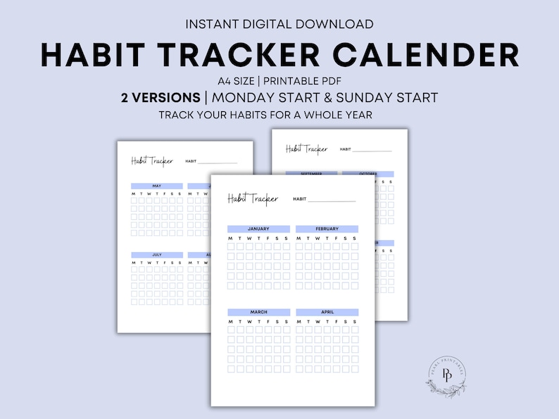 Printable Habit Tracker A4 Size PDF Download Self Care Planner Routine ...