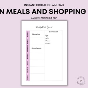 Printable Meal Planner | A4 Size Printable PDF | Weekly Meal Tracker ...