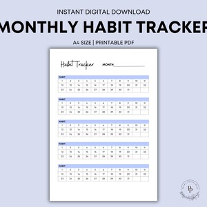 Printable Habit Tracker | A4 Size PDF Download | Self Care Planner ...