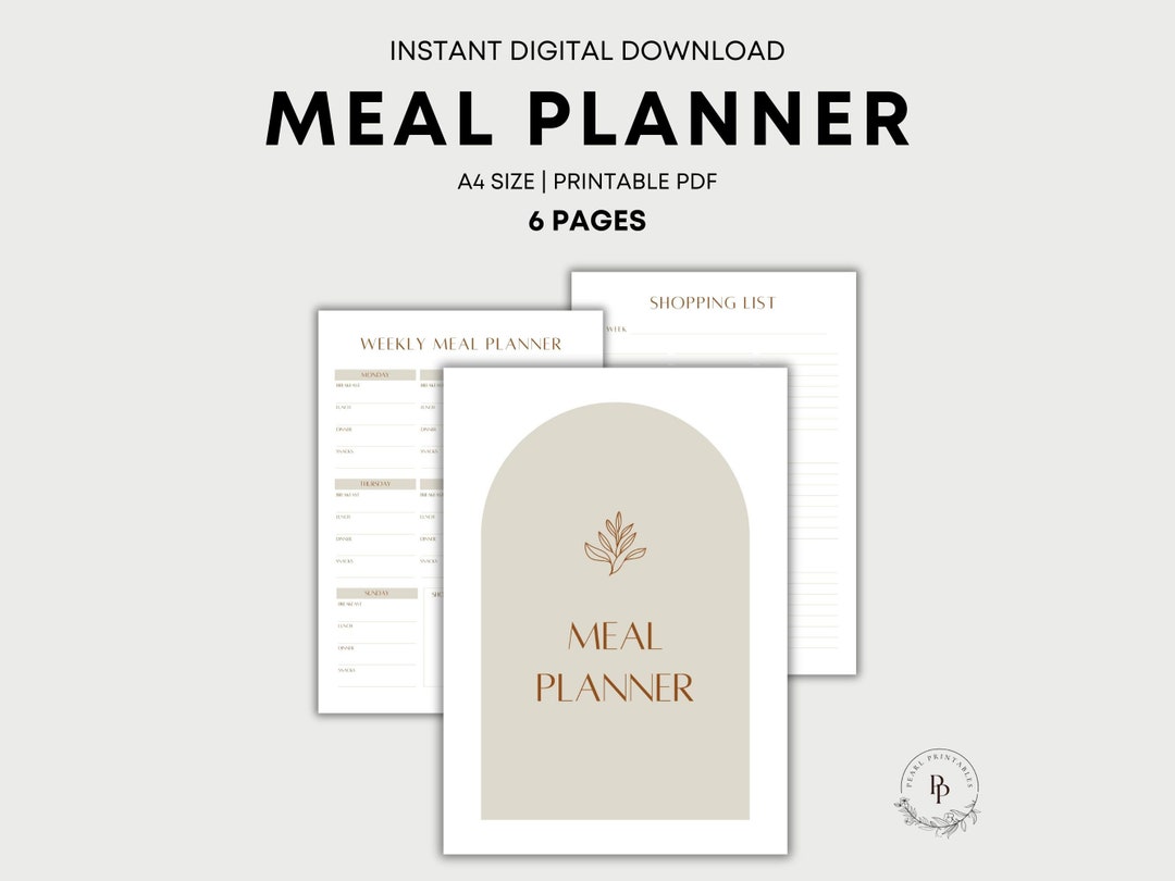 Meal Planner Printable | A4 Size Digital Download | Weekly Meal Planner ...